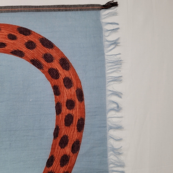 Inoui Editions Large Cats Wildlife Print Scarf in Blue and Orange 100% Cotton - Picture 9 of 12
